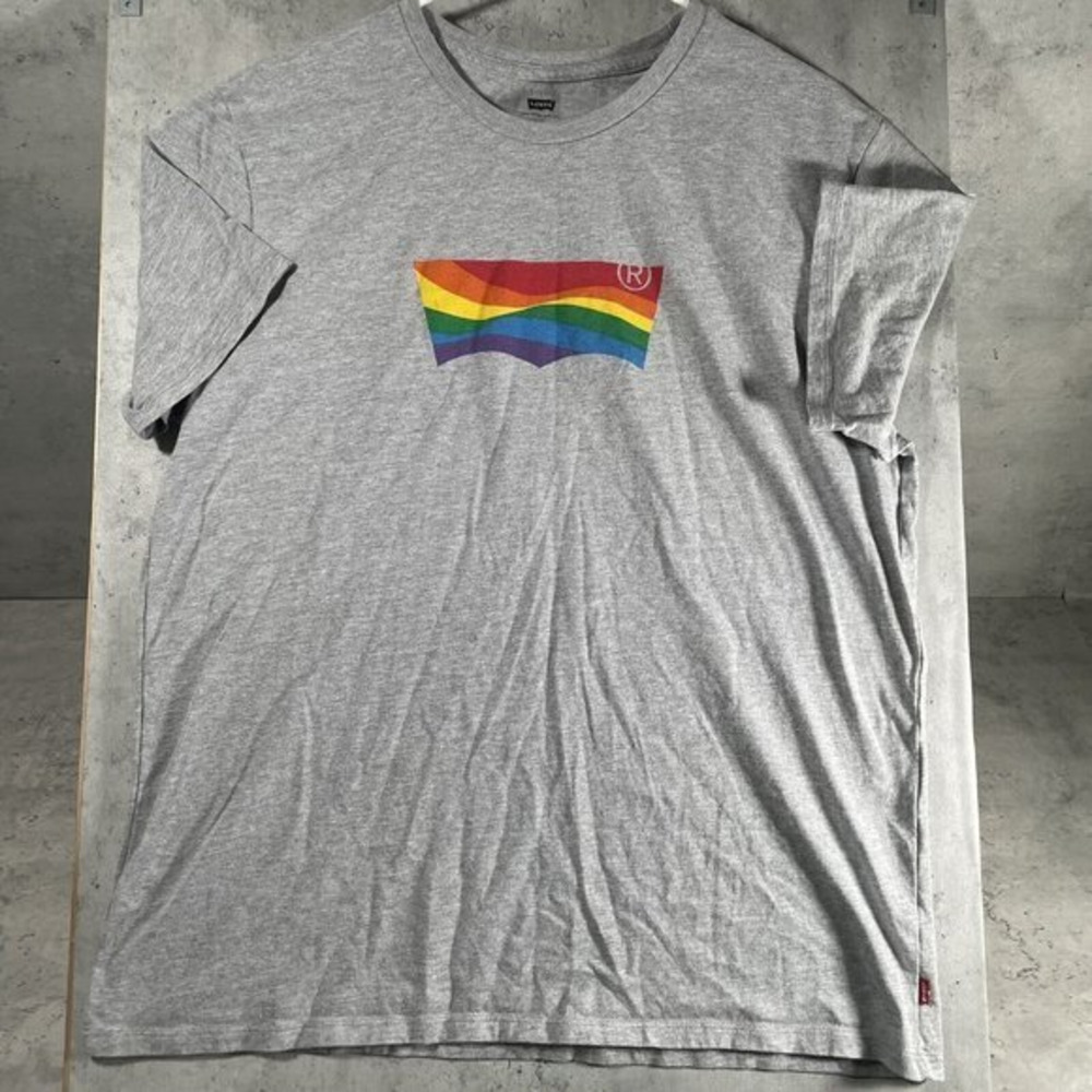 Levi's Pride LGBTQ+ Community Logo Tshirt Top Womens Size L Gay‎ Rainbow Gray